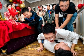 A wedding game segment unfolds at the hotel in Shanxi, bringing laughter, movement, and energetic participation from family and friends.
